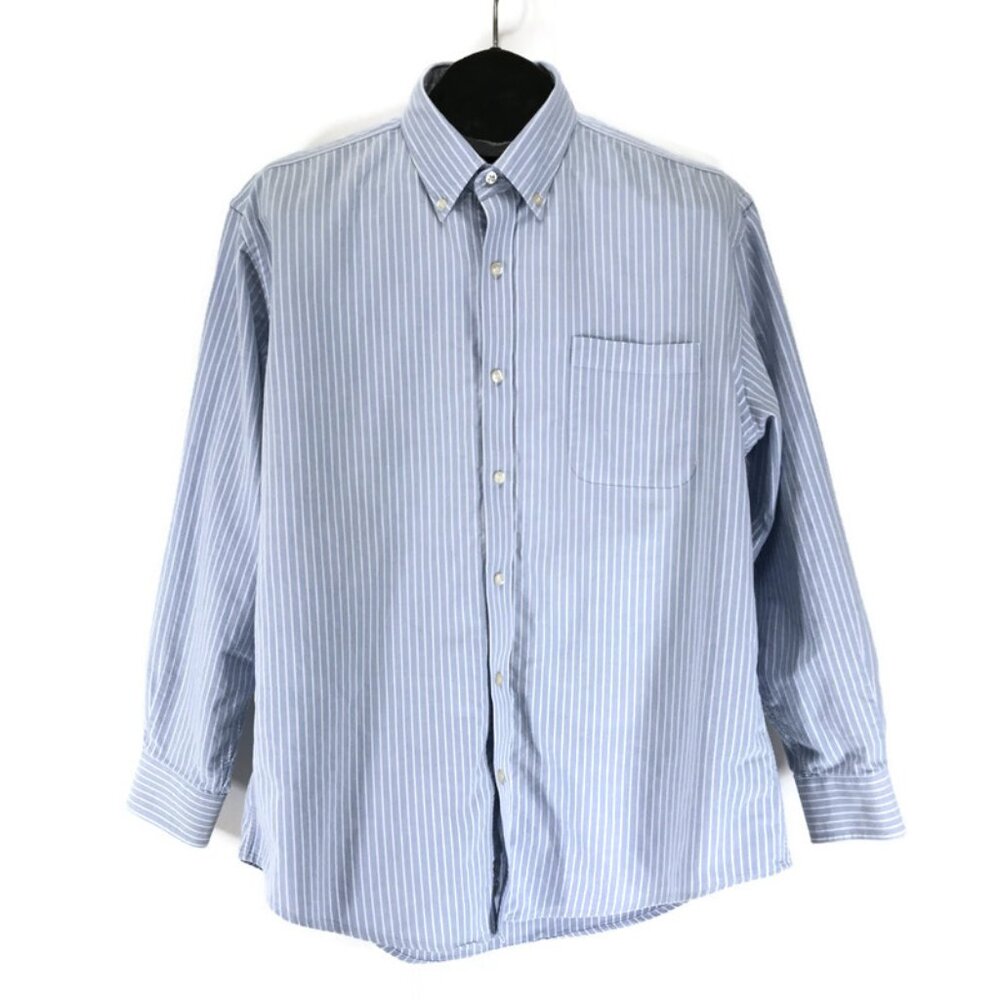 Lands' End Tailored Fit Supima Hyde Park Dress Shirt Men's Size 17/33 Cotton